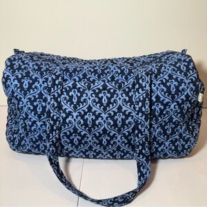 Quilted Koala Cotton Large Duffle Travel Bag Light & Dark Blue Pre-owned